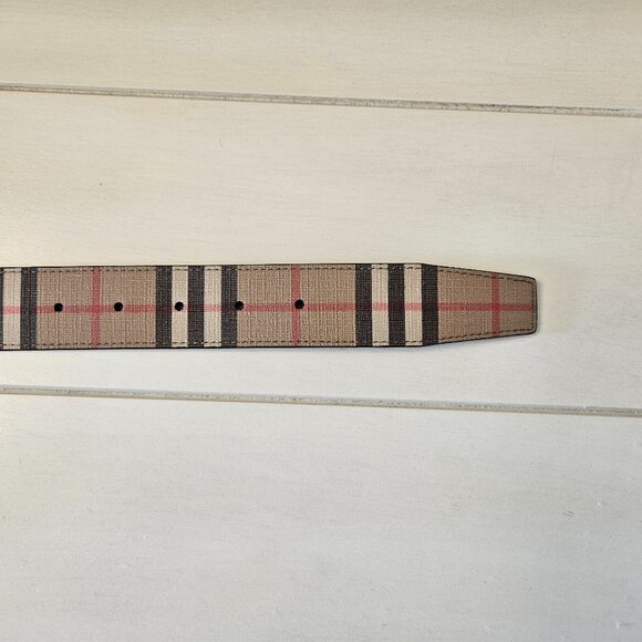 Burberry Archive Beige Check Canvas Reversible Black Leather Belt - Size 38/95 - Picture 5 of 8